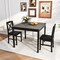3-Piece Dining Table Set with Wooden Square Table and Ergonomic Backrest Chairs